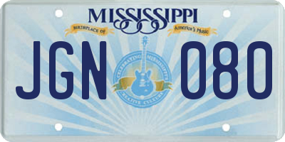 MS license plate JGN080