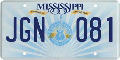 MS license plate JGN081