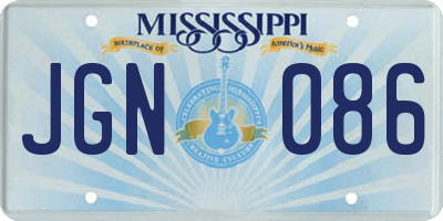 MS license plate JGN086
