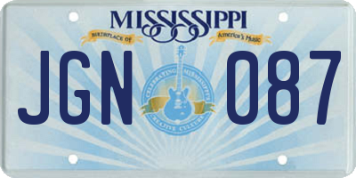 MS license plate JGN087