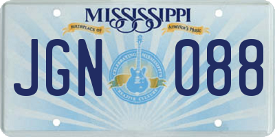 MS license plate JGN088