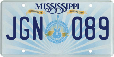 MS license plate JGN089