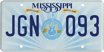 MS license plate JGN093