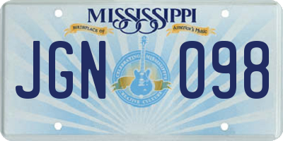 MS license plate JGN098