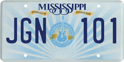 MS license plate JGN101