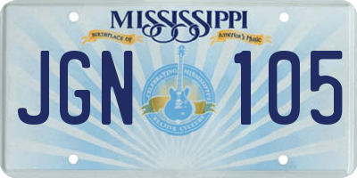 MS license plate JGN105
