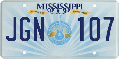 MS license plate JGN107