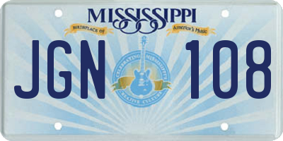 MS license plate JGN108