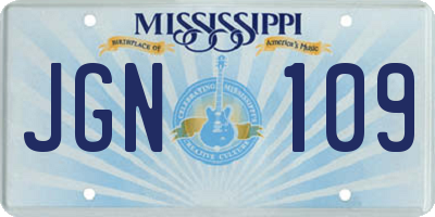 MS license plate JGN109