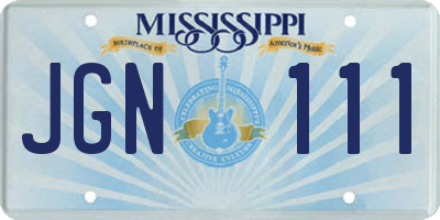MS license plate JGN111