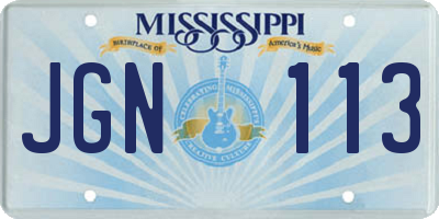 MS license plate JGN113