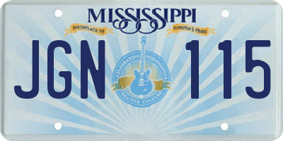 MS license plate JGN115