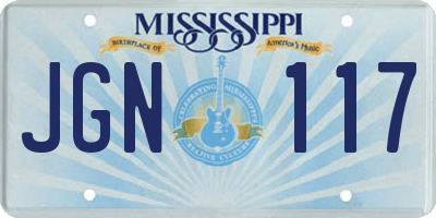 MS license plate JGN117