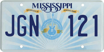 MS license plate JGN121