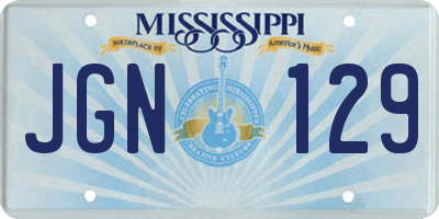 MS license plate JGN129