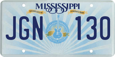 MS license plate JGN130