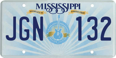 MS license plate JGN132