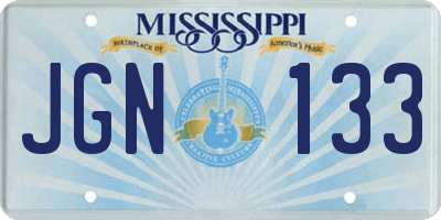 MS license plate JGN133