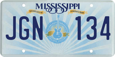 MS license plate JGN134