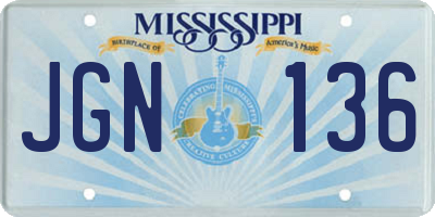 MS license plate JGN136