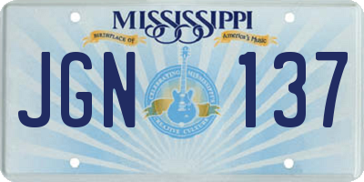 MS license plate JGN137