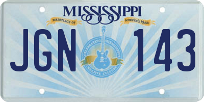 MS license plate JGN143