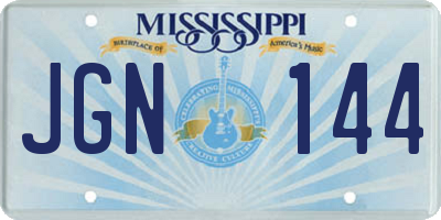 MS license plate JGN144