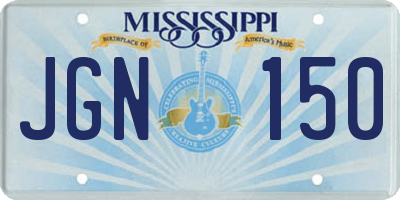 MS license plate JGN150