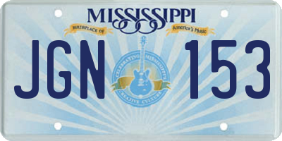 MS license plate JGN153