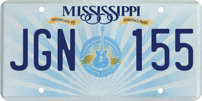 MS license plate JGN155