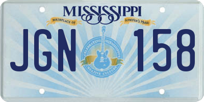 MS license plate JGN158