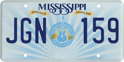 MS license plate JGN159
