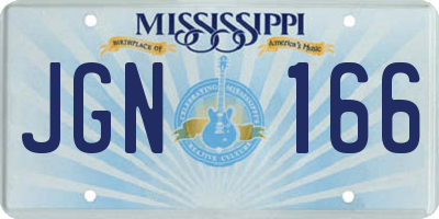 MS license plate JGN166