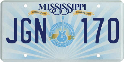 MS license plate JGN170