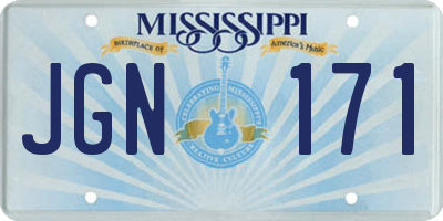MS license plate JGN171