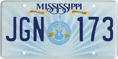 MS license plate JGN173