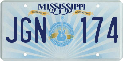MS license plate JGN174