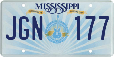MS license plate JGN177