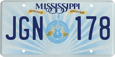 MS license plate JGN178