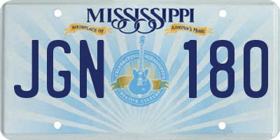 MS license plate JGN180