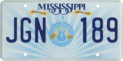 MS license plate JGN189