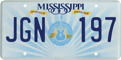 MS license plate JGN197