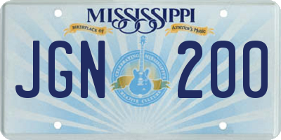 MS license plate JGN200
