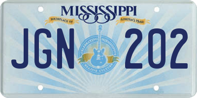 MS license plate JGN202