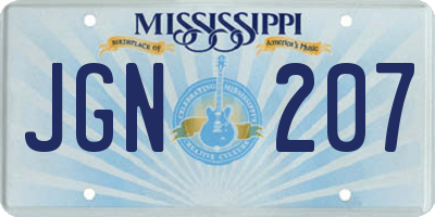 MS license plate JGN207
