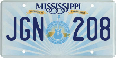 MS license plate JGN208
