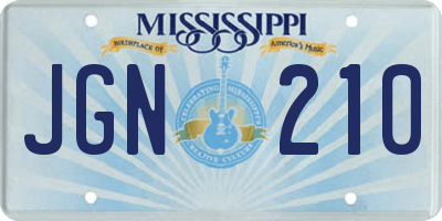 MS license plate JGN210