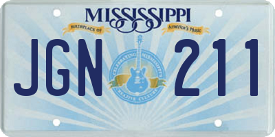 MS license plate JGN211