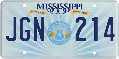 MS license plate JGN214