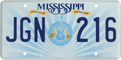 MS license plate JGN216